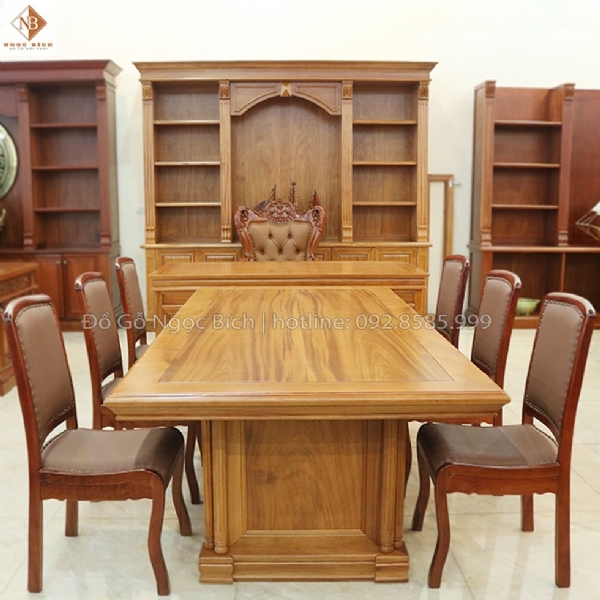 Bàn ghế họp 6 đến 8 ghế gỗ gõ đỏ cho văn phòng