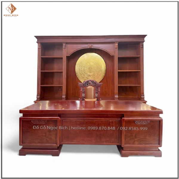 Bàn làm việc phòng Chủ Tịch mẫu Hiện Đại pu màu giả cẩm