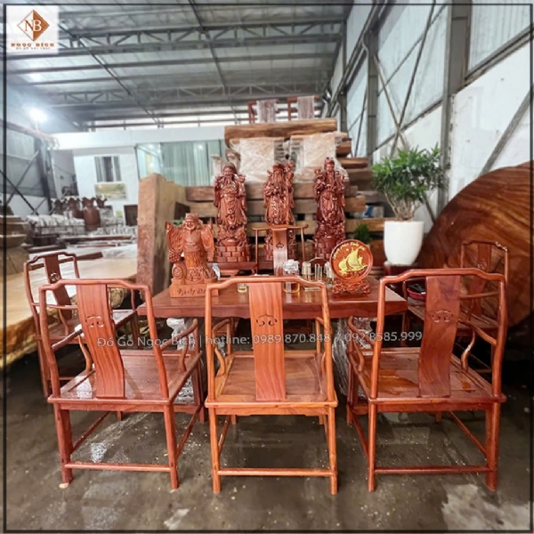 Bàn ghế gỗ nguyên khối phòng trà tiếp khách