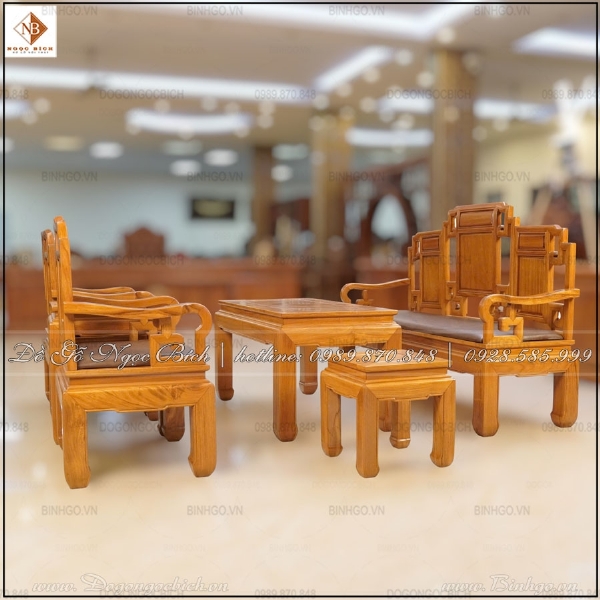 Bộ Bàn Ghế Phòng Khách Mẫu Móc Mỏ Gỗ gõ 