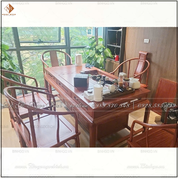 Bộ Bàn Trà Kiểu Tàu Gỗ Hương Nhập Cao Cấp Tại Đồ Gỗ Ngọc Bích