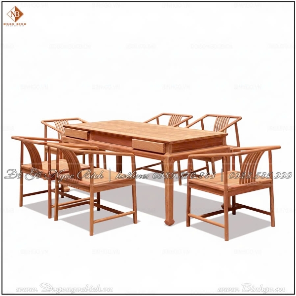 Bộ bàn ghế phòng trà gỗ gõ đỏ sang trọng  