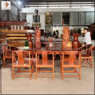 Bộ bàn trà nguyên khối gỗ gõ đỏ mẫu 1 