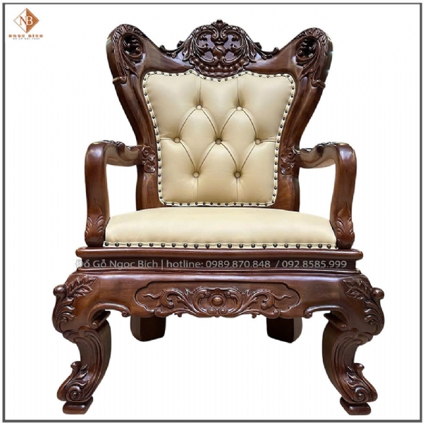 Ghế Lãnh Đạo bọc da thật cao cấp - da trắng