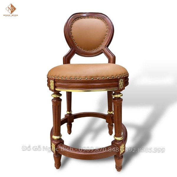 Ghế bar tân cổ điển gỗ gõ đỏ 