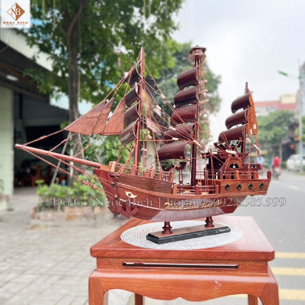 Mô hình tàu đánh cá Thái Lan gỗ cẩm dài 60cm 