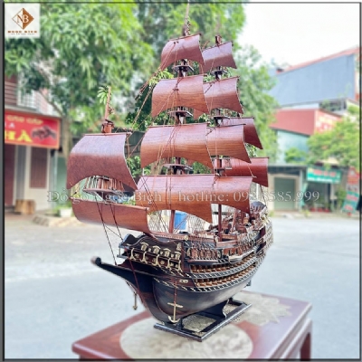 Mô hình thuyền buồm cổ thân trắc buồm hương
