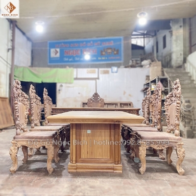 Bộ bàn ghế họp mẫu tân cổ điển gỗ tự nhiên 
