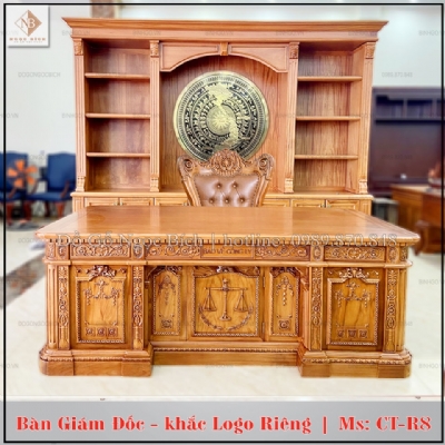 Bàn làm việc giám đốc khắc logo Riêng