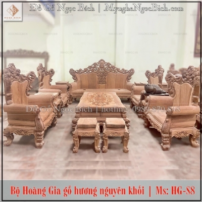 Bộ hoàng gia gỗ hương nguyên khối 10 món