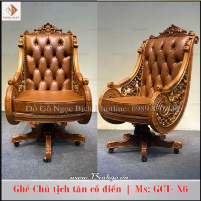 Ghế làm việc tân cổ điển chân xoay