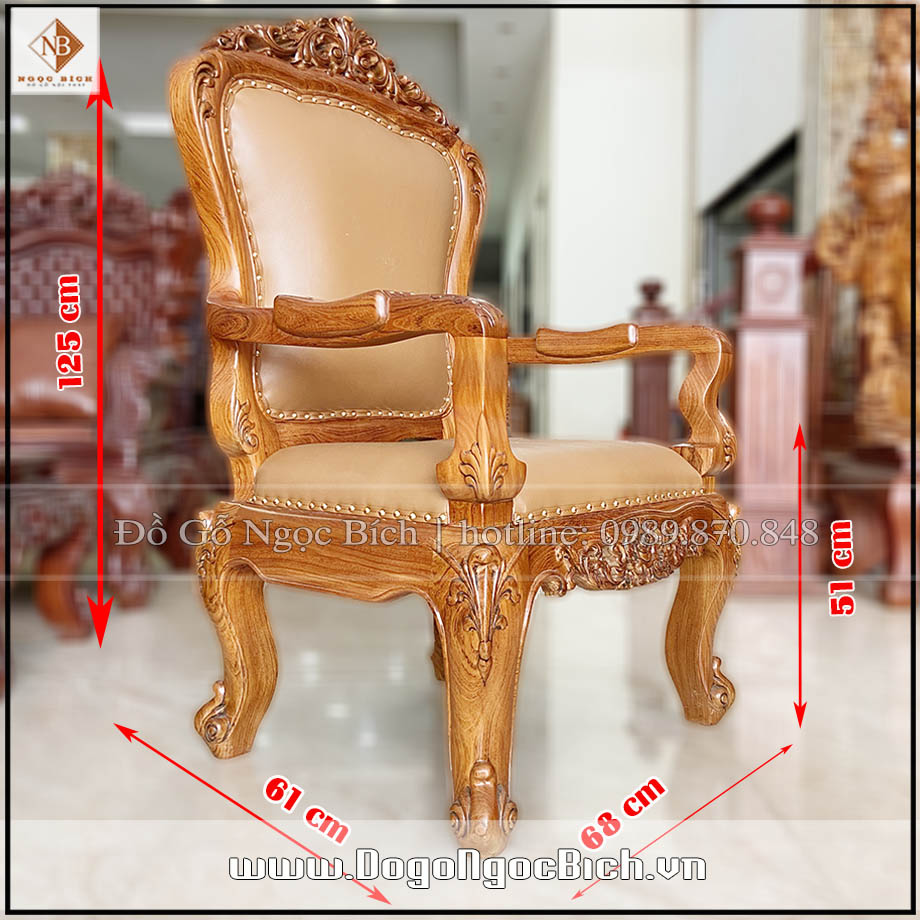 Ghế làm việc mẫu Louis phù hợp với bàn có kích thước dài từ 175cm đến 217cm và chiều cao mặt bàn từ 75cm đến 81cm