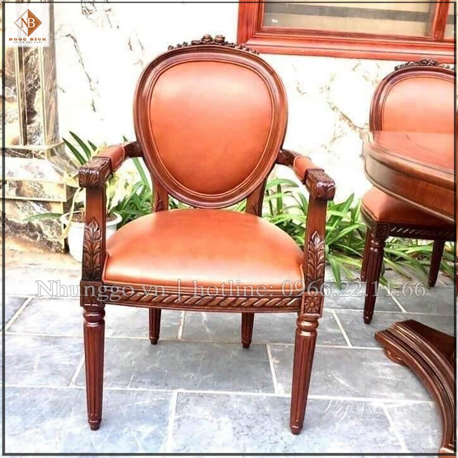 Ghế ăn mẫu tân cổ điên gỗ gõ cao cấp