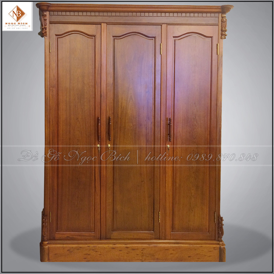 Tủ áo 3 cánh mở gỗ Gõ Đỏ