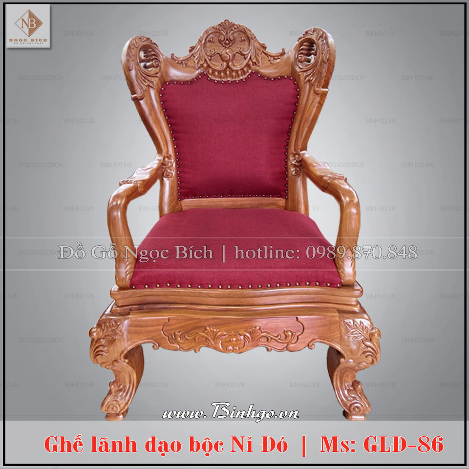 Ghế lãnh đạo gỗ tự nhiên bộc nỉ đỏ