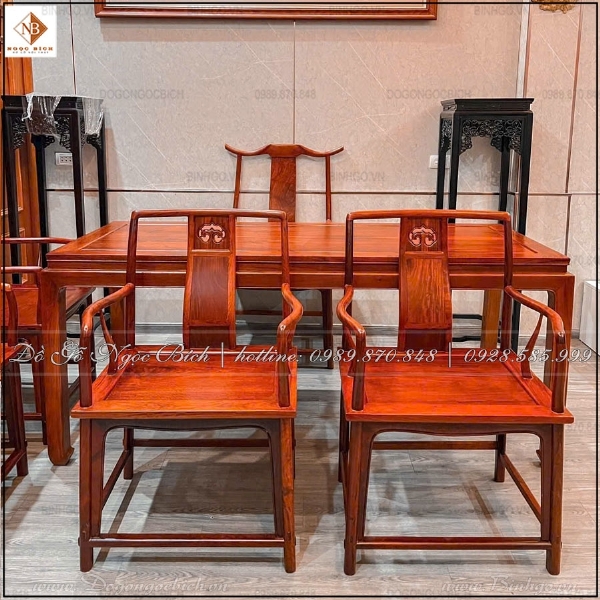 Bộ Bàn Trà Gỗ Hương 1 Bàn 5 Ghế Sang Trọng