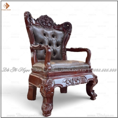 Ghế làm việc phòng lãnh đạo bọc da nhăn mềm màu nâu chocolate