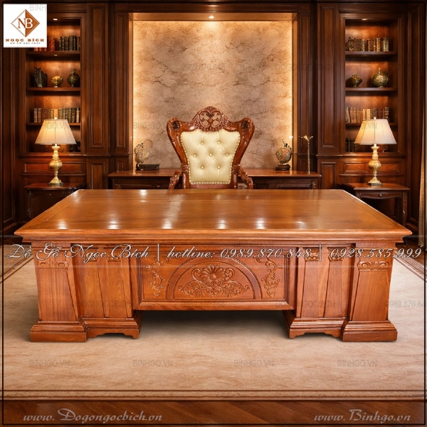 Mẫu Bàn Giám Đốc Gỗ Gõ Đỏ Cao Cấp Đẹp Nhất 2026 Thiết Kế Sang Trọng