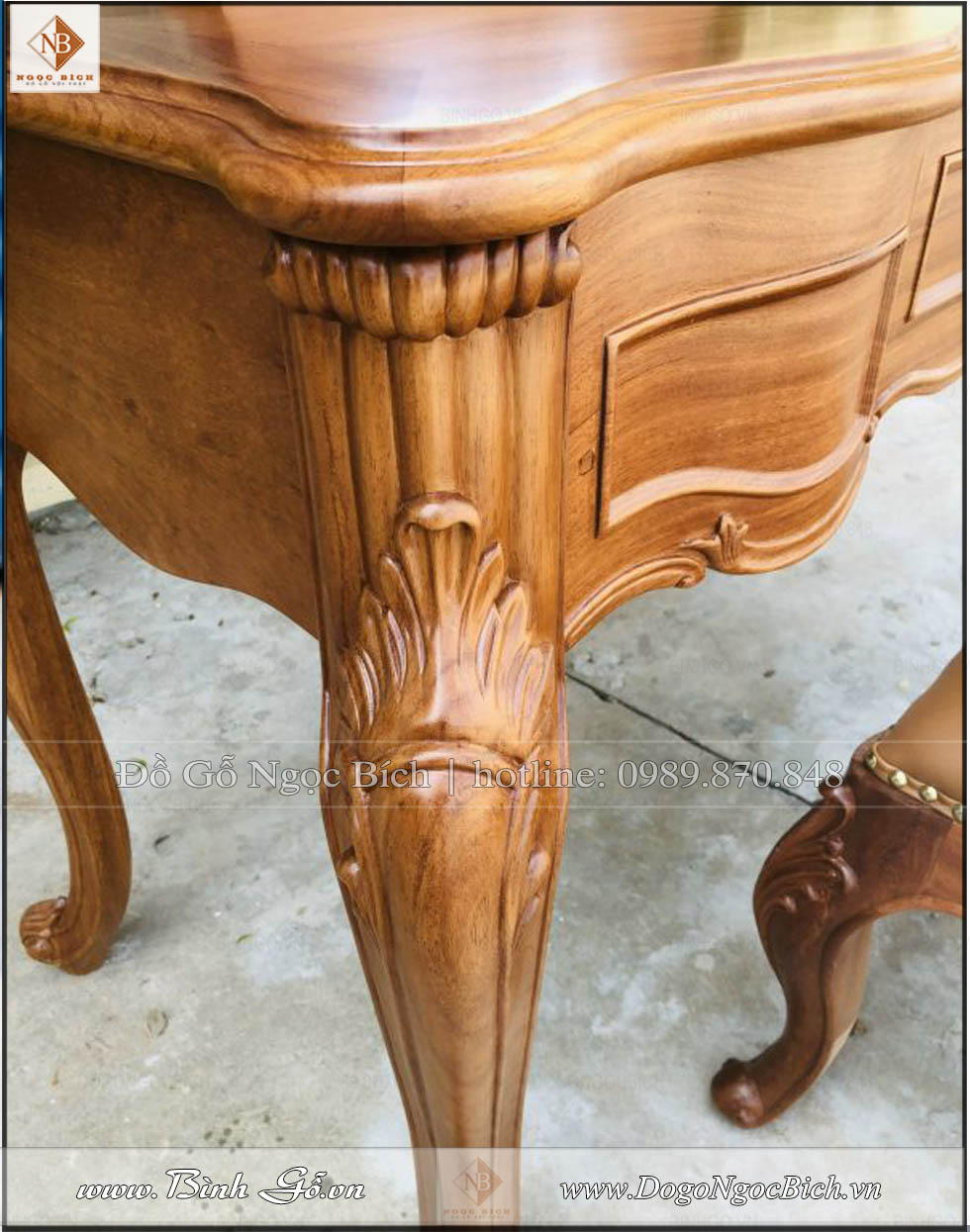 Bàn Trang điểm tân cổ điển gỗ gõ đỏ