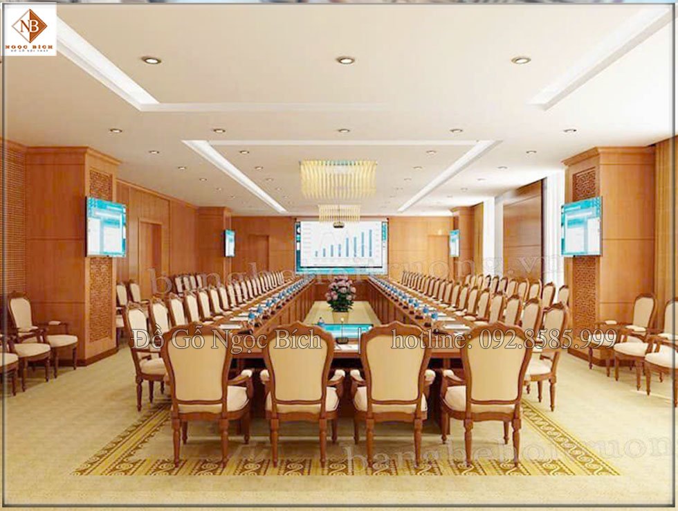 Báo giá bàn họp trực tuyến gỗ tự nhiên