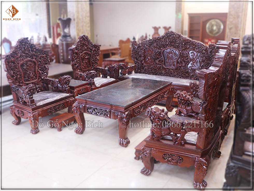 Bộ Rồng Đỉnh gỗ hương 15 món