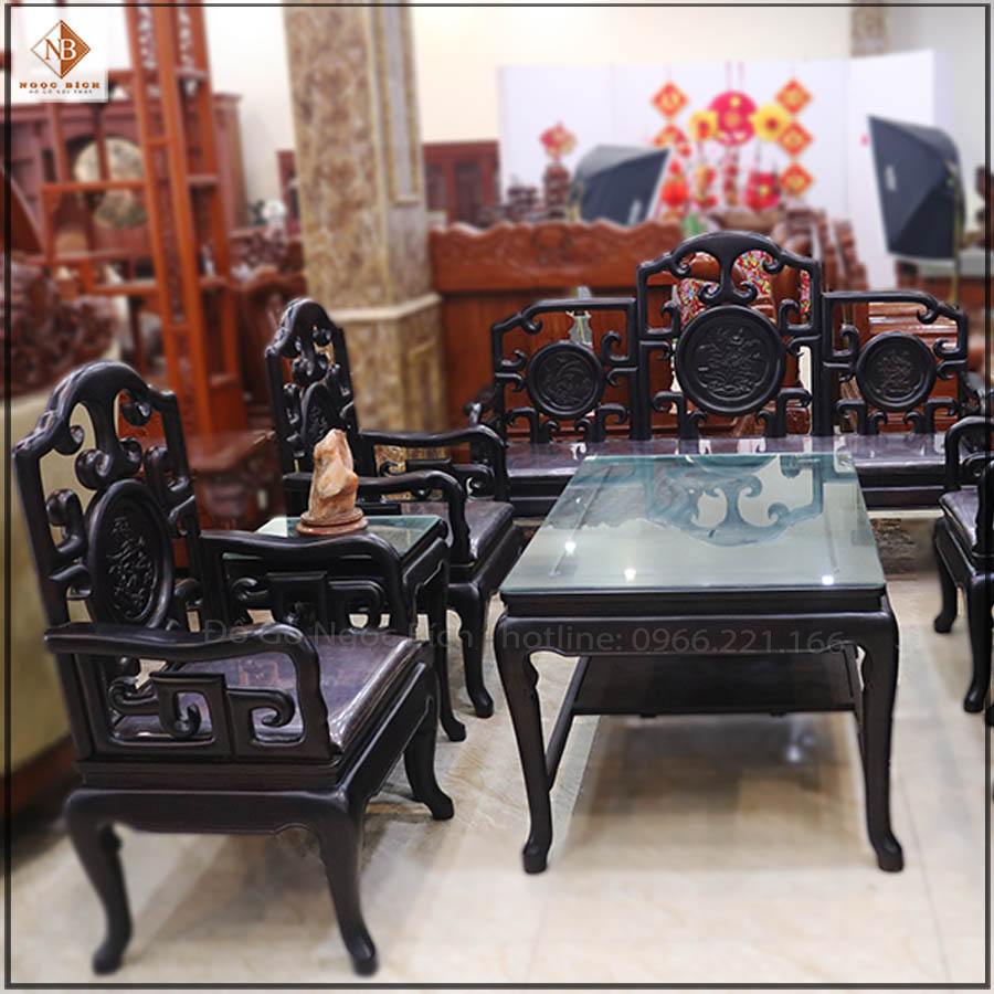Bộ ghế Triện móc gỗ trắ
