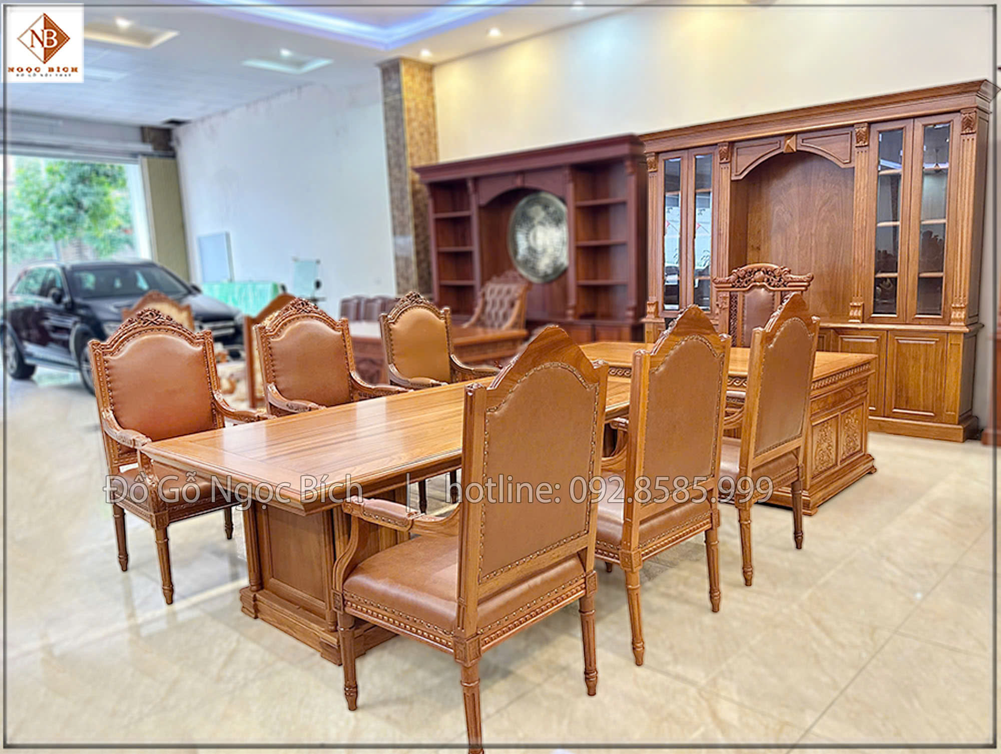 Gỗ tự nhiên kết hợp với da bò vô cùng sang trọng 