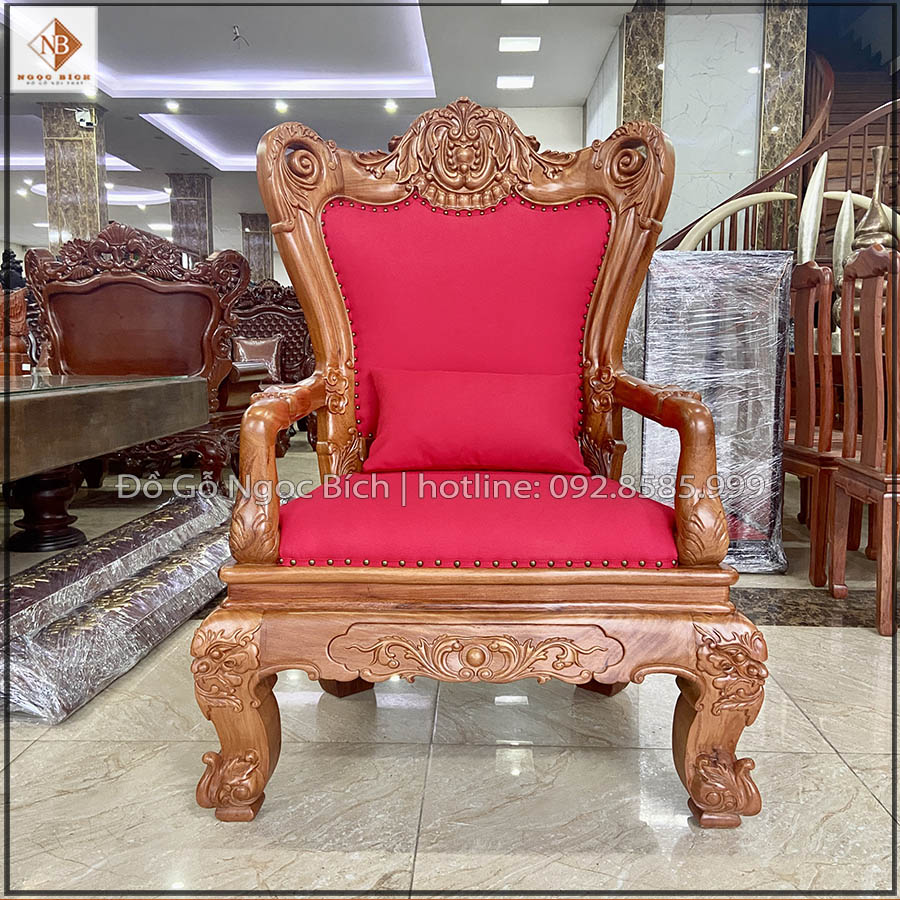 Ghế Chủ Tịch bọc vải nỉ gỗ tự nhiên