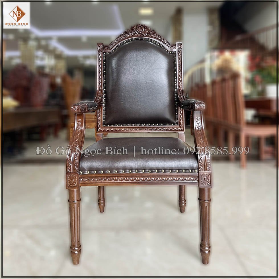 Ghế Giám Đốc bọc da thật gỗ tự nhiên