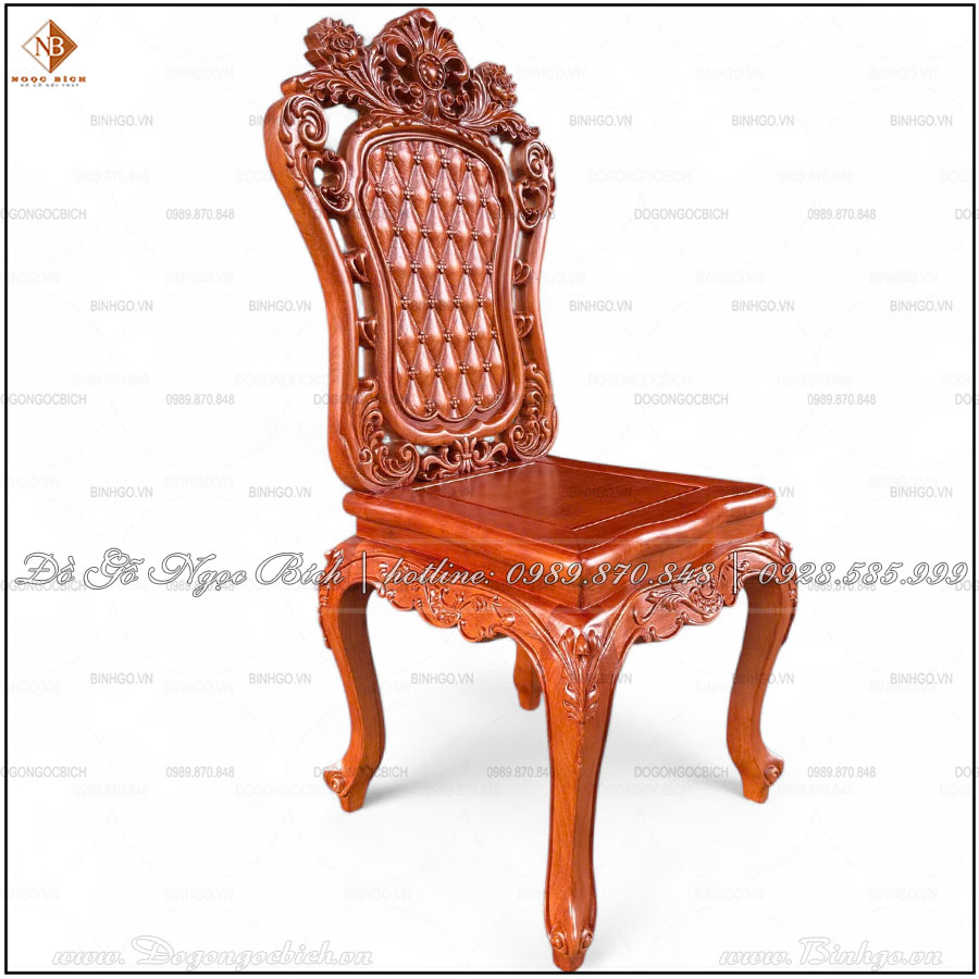 Ghế Ăn Chạm Khắc Hoa Văn Gỗ Gõ Đỏ