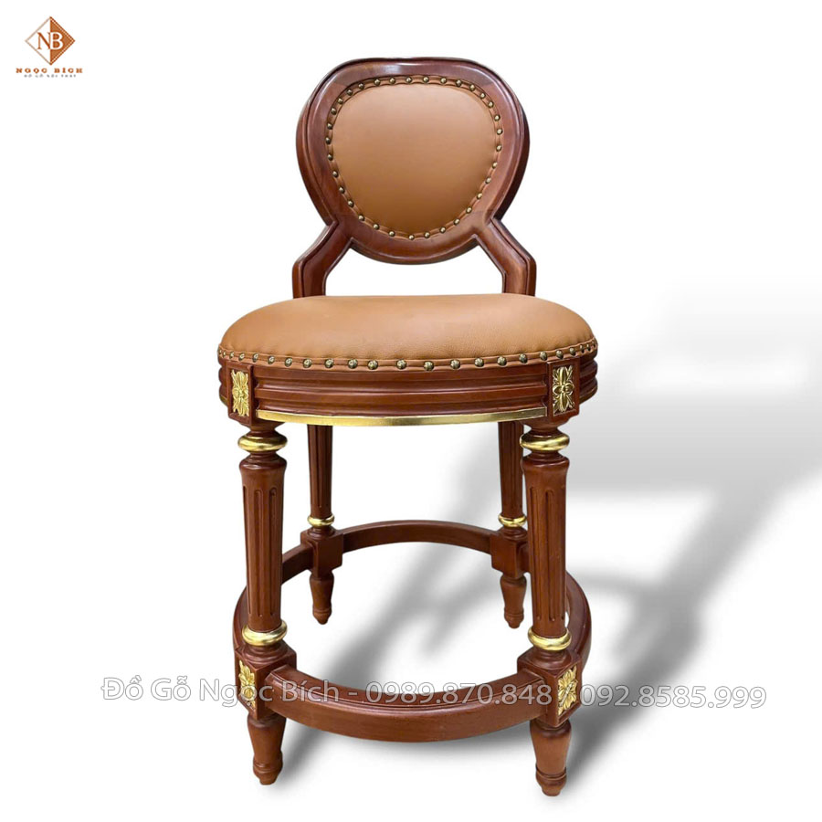 Ghế bar tân cổ điển gỗ gõ đỏ 
