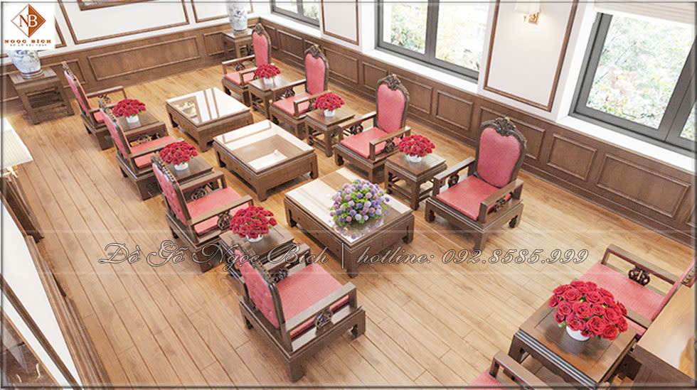 Bộ bàn ghế được làm từ chất liệu gỗ tự nhiên có độ bền cao và mang lại giá trị thẩm mỹ lớn