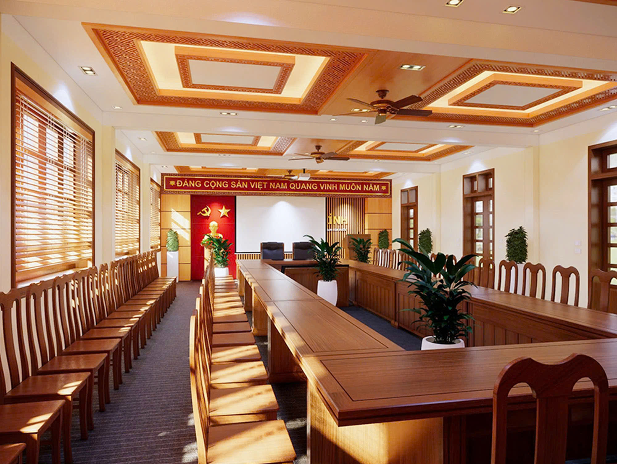 Phòng họp được trang bị công nghệ hiện đại đảm bảo chất lượng cuộc họp