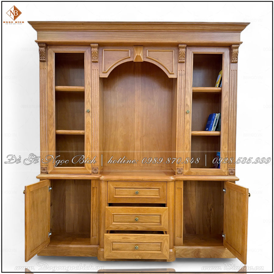Tủ tài liệu dài 2m10 gỗ gõ đỏ