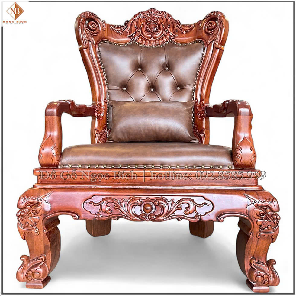 Ghé Chủ Tịch bọc da màu nâu loang đậm 