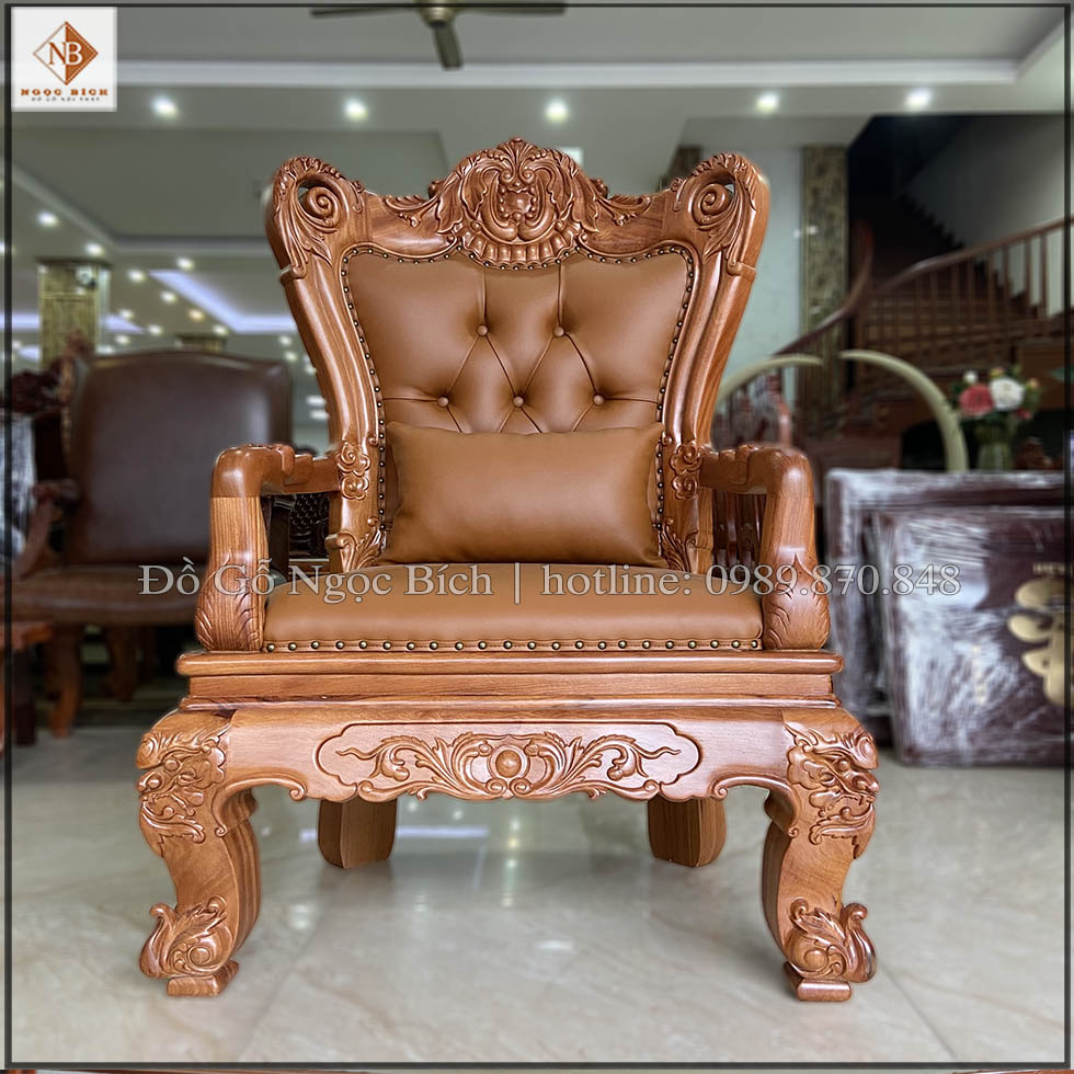 Ghé Chủ Tịch bọc da màu nâu 